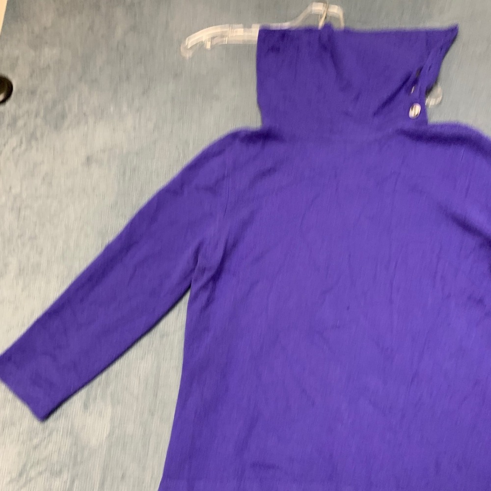 Jones New York Sweater Womens Petite Large Purple Tight Knit Mock Neck Pullover - Picture 3 of 16